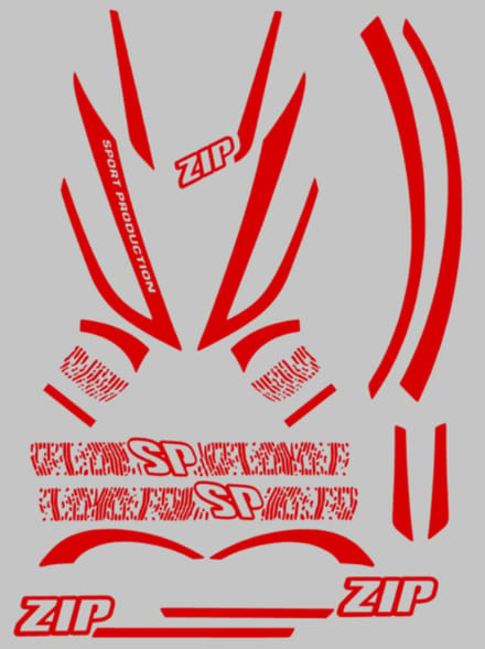 Piaggio Zip Stickerset - H2O 1 Kleur - Rood