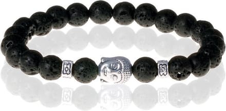 Kralen armband Lavasteen Buddha Zilverkleurig