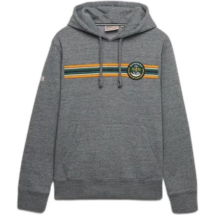 Superdry Outdoors Stripe Logo Hoodie Relaxed Pasvorm Grey Grootte: M