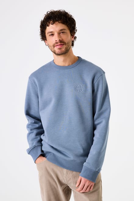 GARCIA Heren Effen Sweater Blauw Lange mouw