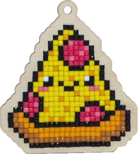 DIY-KIT Wizardi Diamond Painting Charm - Blije Pizza WW182 - 6.8x7.5 cm