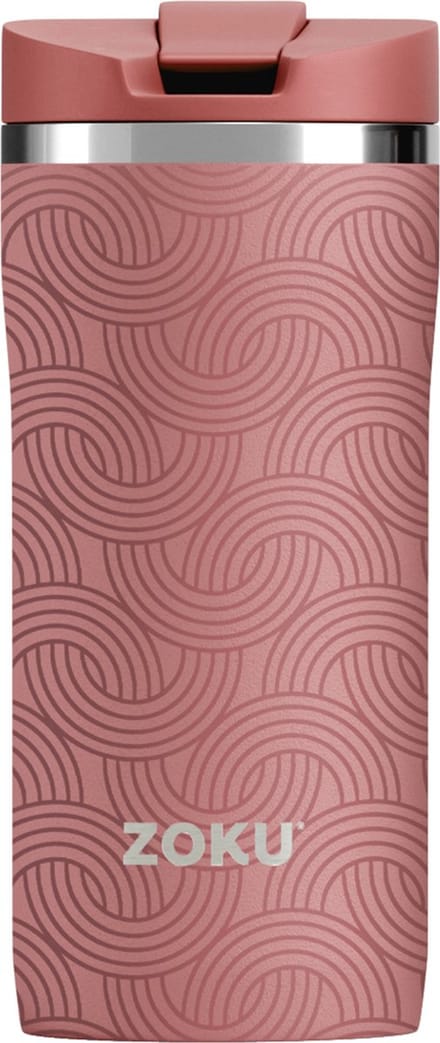 Thermosbeker, 355 ML, RVS/Polypropyleen, BPA vrij, Roze met Print - Zoku