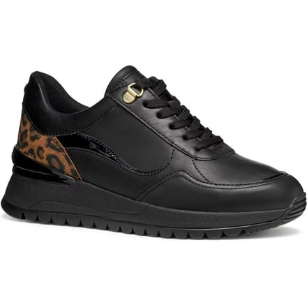 Geox D Desya A Leren Dames Zwarte Sneakers