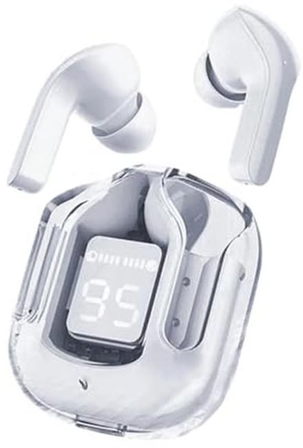 Draadloze Bluetooth 5.3 Oordopjes met LED Batterijweergave – In-Ear met Microfoon en Transparante Oplaadcase