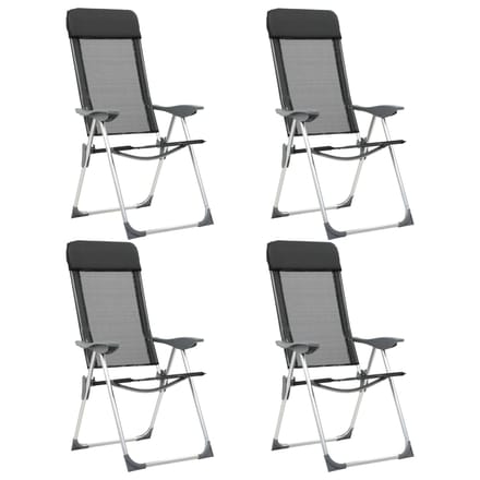 vidaXL - Campingstoelen - inklapbaar - aluminium - zwart - 4 - st