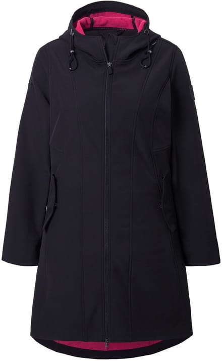 Ulla Popken - Dames - HYPRAR softshell-jas waterafstotend 2-weg rits - Zwart - Maat 46+