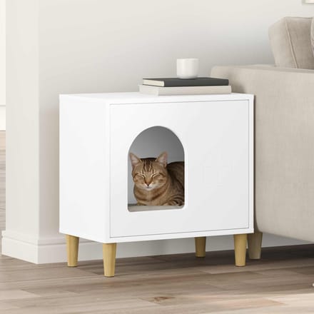 vidaXL - Kattenhuis - Wit - 51 - x - 30 - x - 52 - cm - Bewerkt - hout