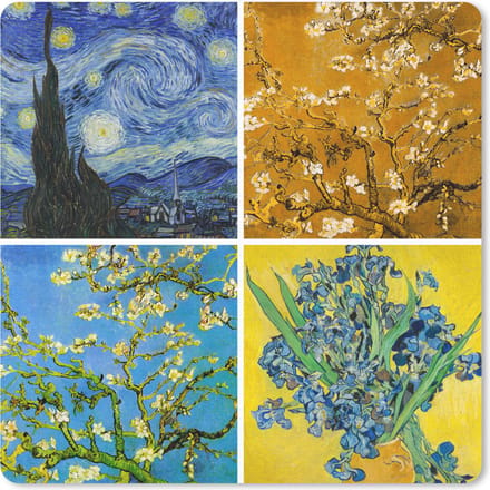 Muismat 20x20 cm - Mousepad Van Gogh - Sterrennacht - Collage - Muismatten
