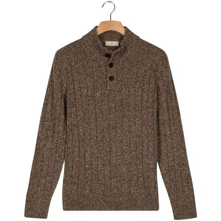 Thomas Maine Trui Button Closure Merino Wool  Vertical Rib Structure Knit Grijsgroen / male