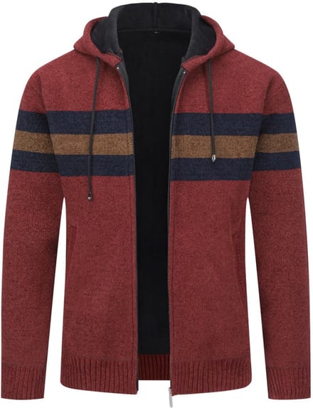 ALLTHEMEN Heren Capuchon Cardigan - Gestreepte Rits - 3XL