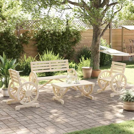 vidaXL - 4-delige - Loungeset - massief - vurenhout