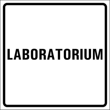 Laboratorium sticker, wit zwart 100 x 100 mm