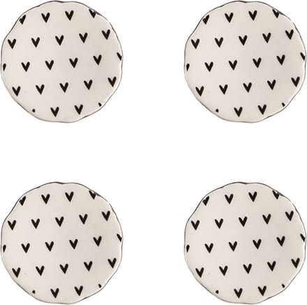 Clayre & Eef Deurknop Set van 4 Ø 4 cm Beige Keramiek Hartjes
