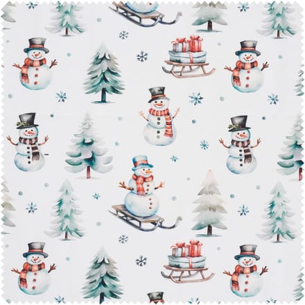 Decoratieve stof linnen optiek "Sneeuwpop met slee"