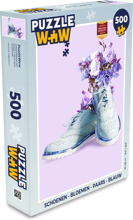 Puzzel Schoenen - Bloemen - Paars - Blauw - Legpuzzel - Puzzel 500 stukjes