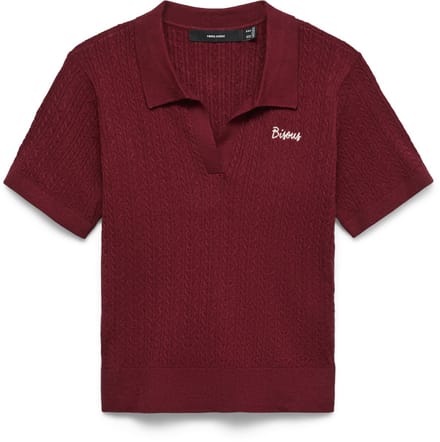 Vero Moda T-shirt Vmgold Cable Ss Poloneck Pullover 10346497 Biking Red/w. Birch Emb. Dames Maat - M