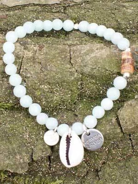 Heaven Eleven - Amazoniet kralenarmband met schelp