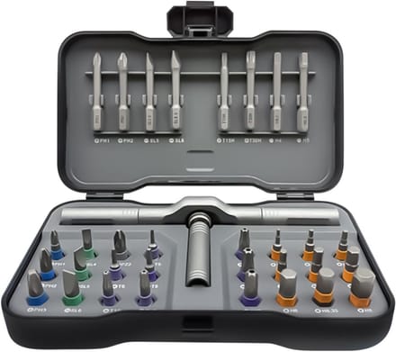 Magnetische Schroevendraaier - Multi Bit Set - Doe-het-zelf Projecten - 32-in-1 Ratel - Compact Ontwerp - Grijs