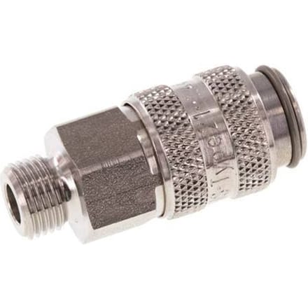 RVS 306L DN 5 Luchtkoppeling Snelkoppeling G 1/8 inch Buitendraad Double Shut-Off - CLS5-M-SSL-SV-P-018