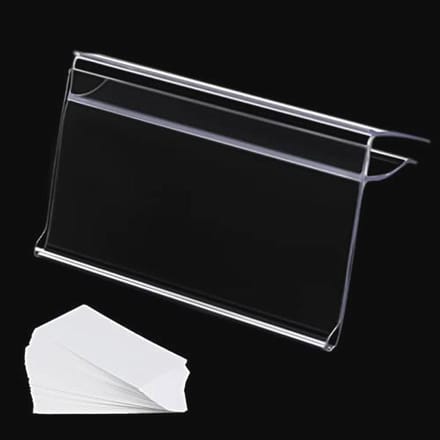 Glas Plank Labelhouders voor 1/4" tot 3/8" Glasrek - 50 Stuks met Inserts