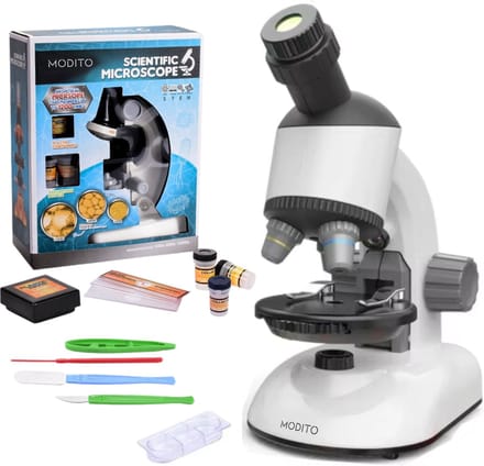 Modito XD168-002 Microscoop Voor Kinderen - Microscoop Junior - Educatief Speelgoed - LED Verlichting - Kinder Speelgoed - Wit