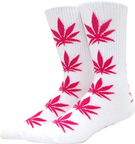 Finnacle - Wietsokken - Cannabissokken - Wiet - Cannabis - Wit-Roze - Unisex sokken - Maat 36-45