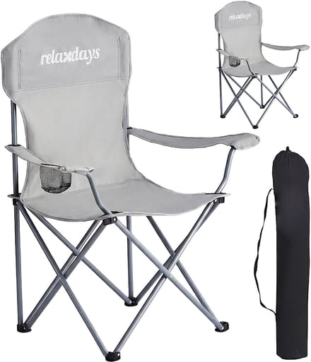Campingstoel - 2 stuks - opvouwbaar - met bekerhouder - grijs