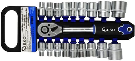 GEKO Dopsleutelset - 19-delig - CrV Staal - 8-32 mm - 1/2" Aandrijving