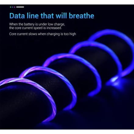 1M magnetische oplader kabel vloeilicht LED Micro USB type c oplaadkabel voor iPhone Samsun Blue Micro