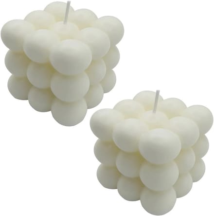 Set van 2 handgemaakte geurige bubbelkaarsen van sojabijenwas