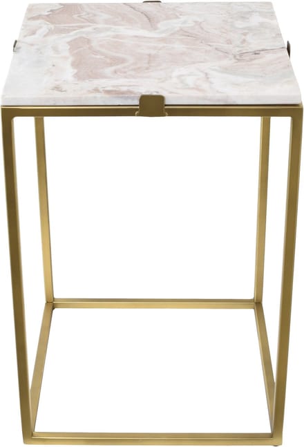 LOFT42 - Marble Bijzettafel - Vierkant - Marmer - Goud metaal - 32x32x46