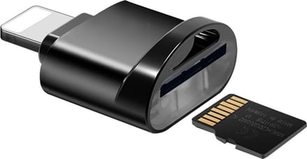 8-Pin Kaartlezer voor Micro-SD / TF - geschikt voor iPhone en iPad - Zwart - Provium