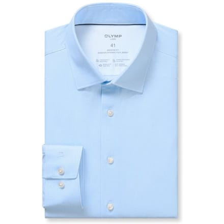 OLYMP 24/7 Luxor modern fit overhemd - tricot - lichtblauw dessin