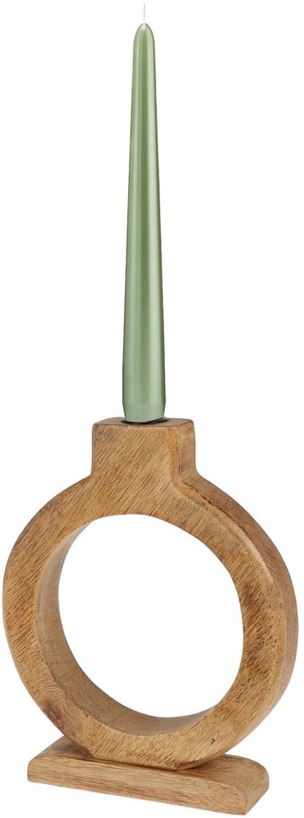 Home & Styling Kaarshouder - mangohout - 16 x 21 cm - kandelaar - bruin