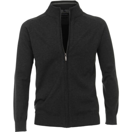 Casa Moda heren vest katoen - antraciet (met rits)