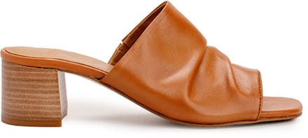 5PM ALINE Slippers met hak - Suède - Cognac