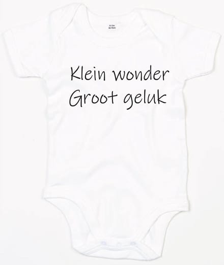 Rompertje Klein Wonder Groot Geluk-Wit-12-18 Maanden