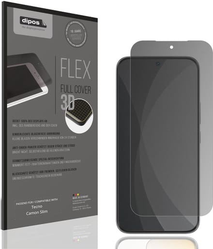 dipos FLEX – Matte Privacy Screenprotector geschikt voor Tecno Camon Slim | Volledige Schermbescherming | Case-Friendly