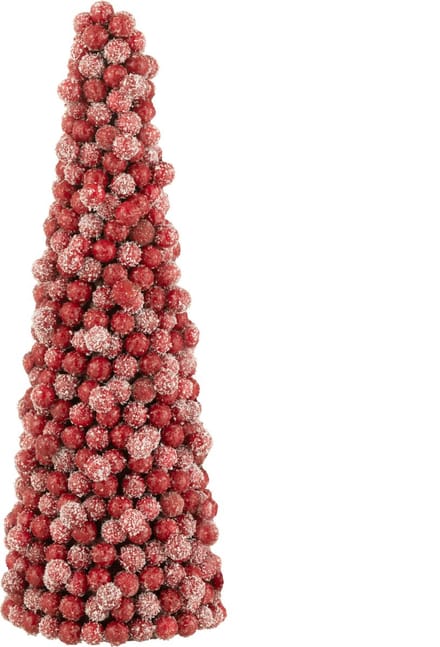 J-Line decoratie Kegel Bessen - kunststof - rood - small