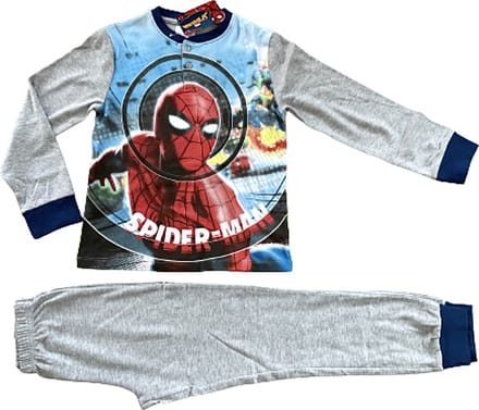 Marvel Spiderman Pyjama - Lange mouw - Dik Katoen - Grijs - Maat 128 (8 jaar)