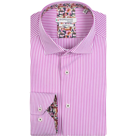 Giordano - Lange mouw overhemd - Mannen - L - Rose - Katoen - 317809