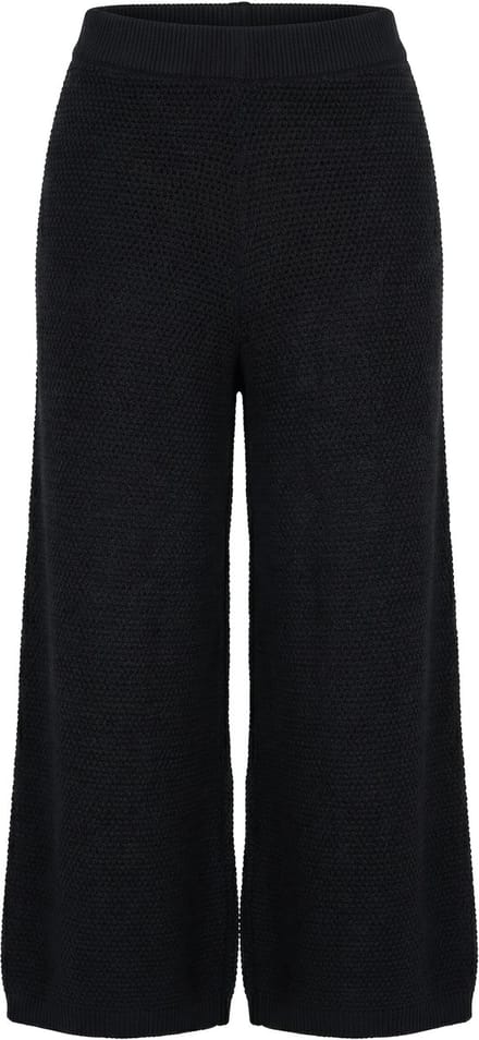 Studio Untold - Dames - Broek wijde rechte pijpen breisel met structuur - Zwart - Maat 42+