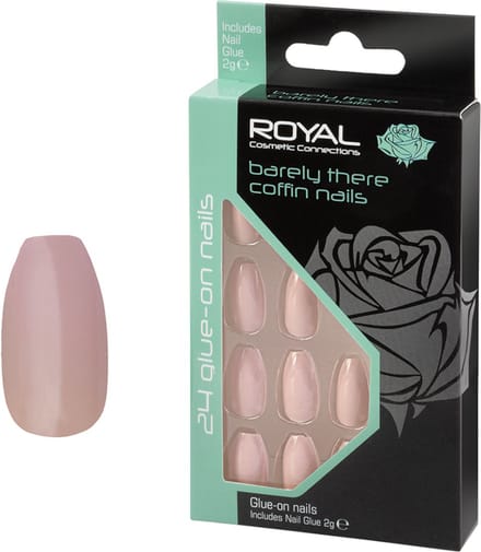 Royal 24 Coffin Glue-on Nails - Barely There