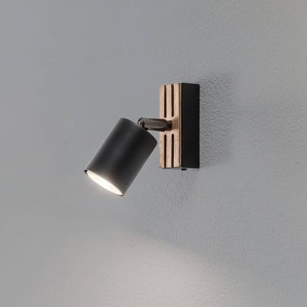 Envostar Tino wandspot 1-lamp zwart/hout