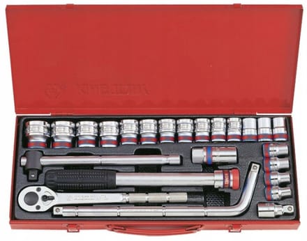 King Tony 1/2" 24-delige metrische dopset, 12-kant, 5/16"-1.1/4"
