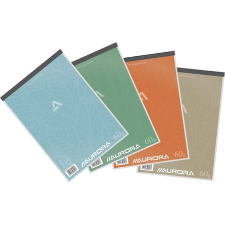 Schrijfblok Aurora A4 lijn 100 vellen 60gr assorti