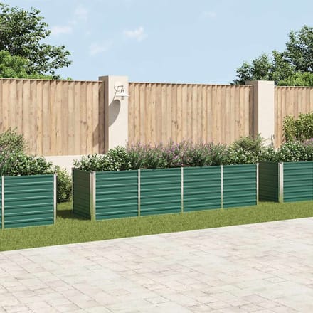 vidaXL - Plantenbak - verhoogd - 320x80x77 - cm - gegalvaniseerd - staal - groen