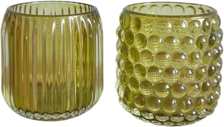 Daan Kromhout - Waxinelichthouders - Set van 2 - Stevig Glas - Groentint - 9x9cm