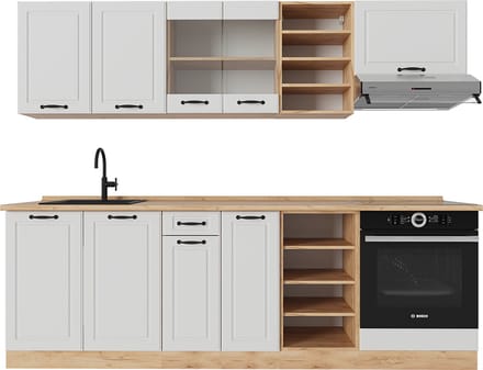 Vicco R-Line Complete keukeneenheid – 240 cm, WB Eik Wit landhuis/gouden eik