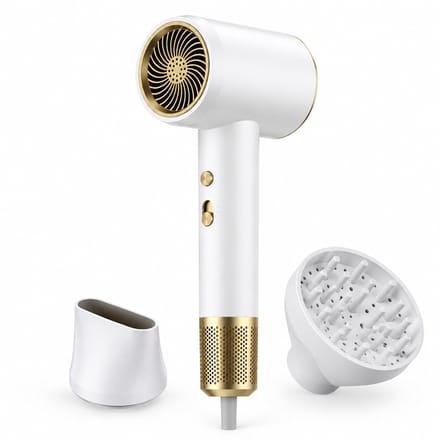 Snelle haardroger - 2400 W - 5 snelheden en warme/koude lucht - concentrator en diffuser - wit 38